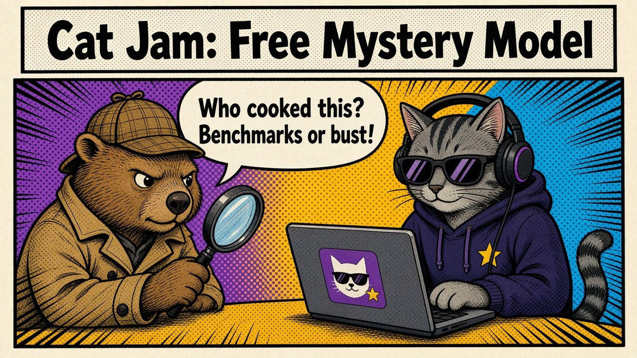 Cat Jam Free: stealth coding model on OpenCode Zen Cat Jam Free: stealth coding model on OpenCode Zen โ ๐ฑ๐ธ Free 262K coding stealth model just dropped on OpenCode Zen. Dev won't say who cooked it, rumor mill says Xiaomi MiMo โ benchmarks or it didn't happen ๐