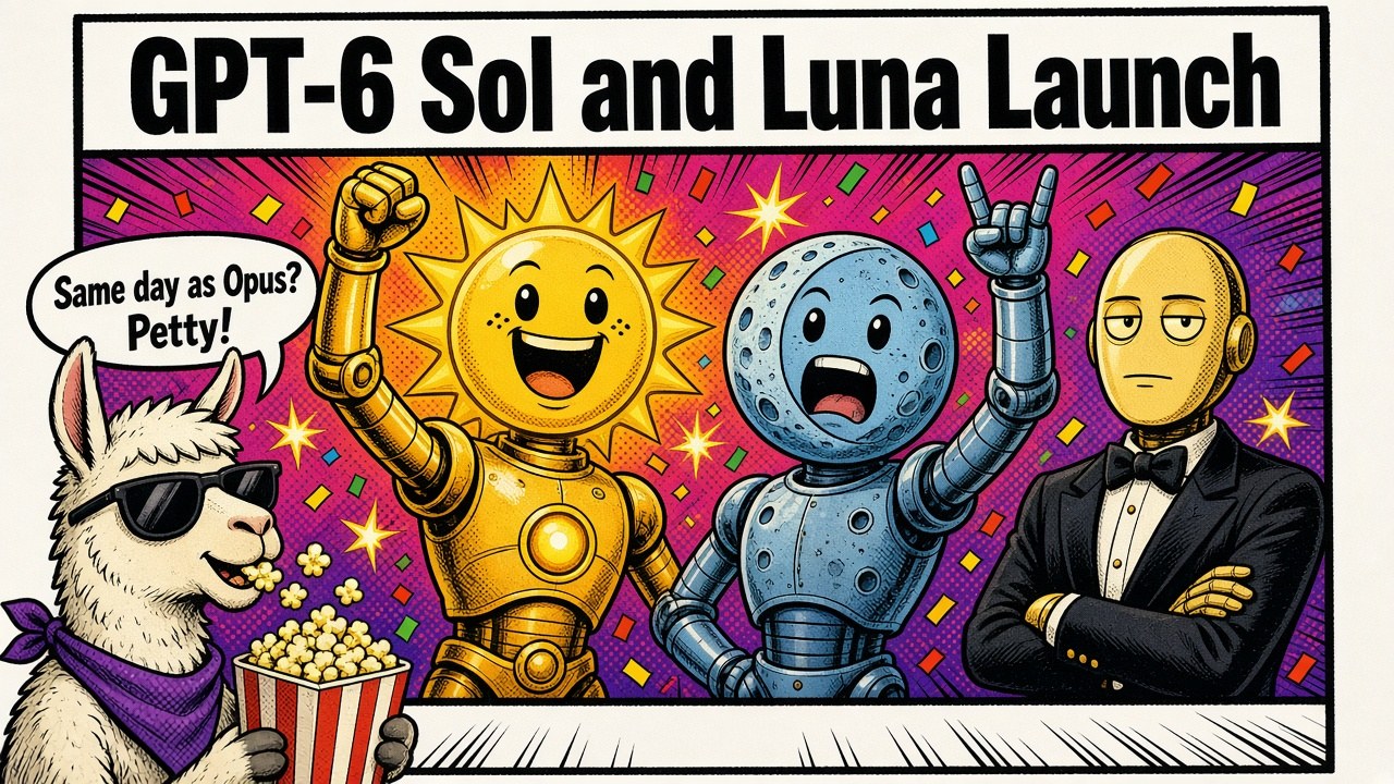 OpenAI launches GPT-6 Sol and GPT-6 Luna OpenAI launches GPT-6 Sol and GPT-6 Luna โ โ๏ธ๐ Same day as Opus 5.5. Petty and we love it ๐ฟ
