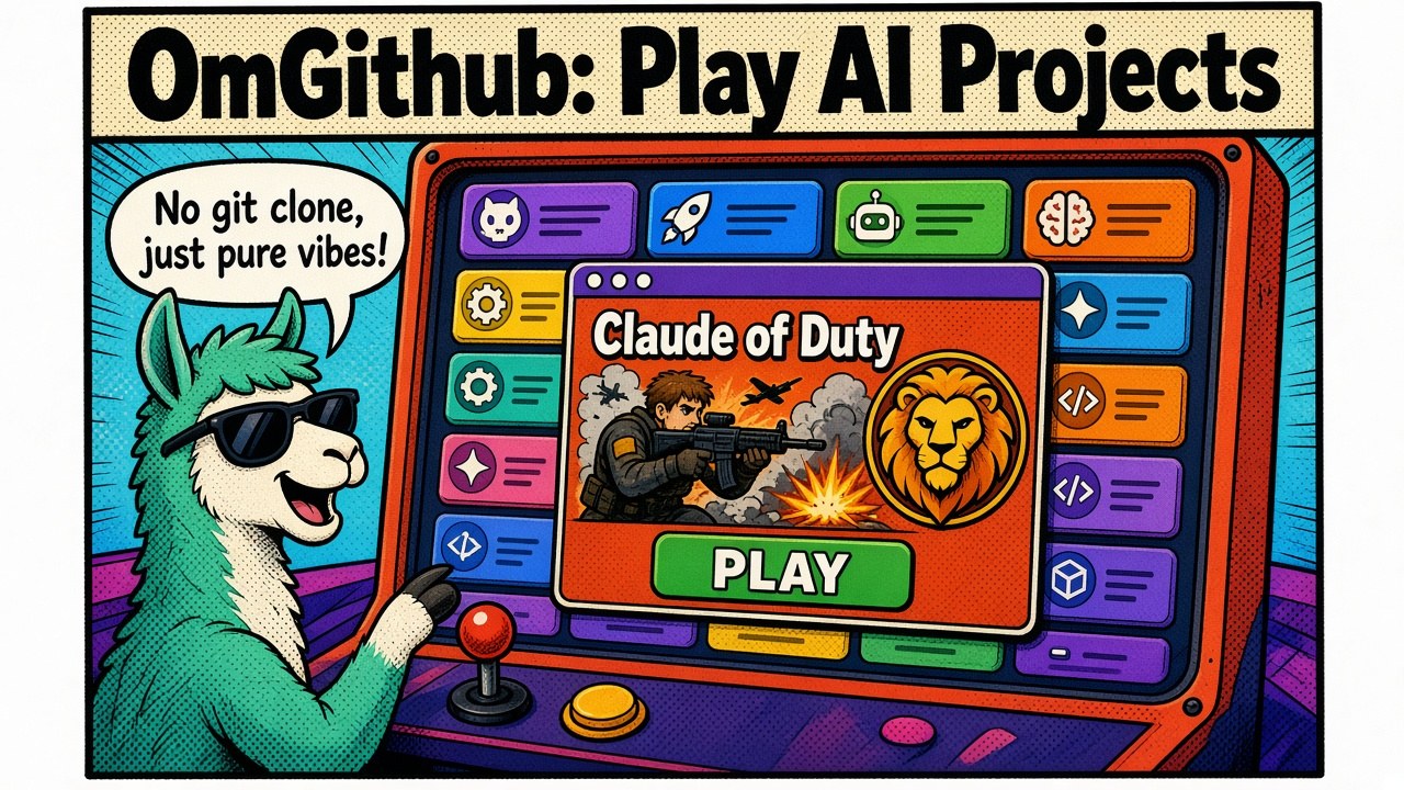 OmGithub: discover and play open-source AI projects instantly OmGithub: discover and play open-source AI projects instantly โ ๐ Every open-source AI project, playable in one click. No git clone, no npm install, just vibes. This is the way ๐ซก
